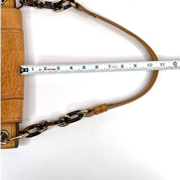 Milly NY Soft Brown Croco Pattern Leather Shoulder Bag Chain Strap Unique Clasp - Picture 16 of 16